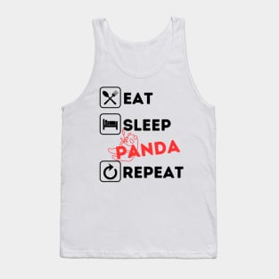 Funny eat sleep panda repeat Tank Top